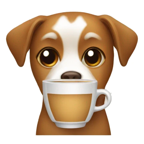 a dog having a sip of coffee sticker
