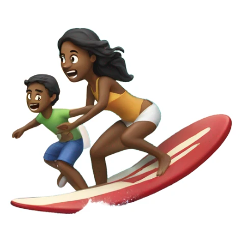 An emoji of one guy surfing and his girlfriend singing sticker
