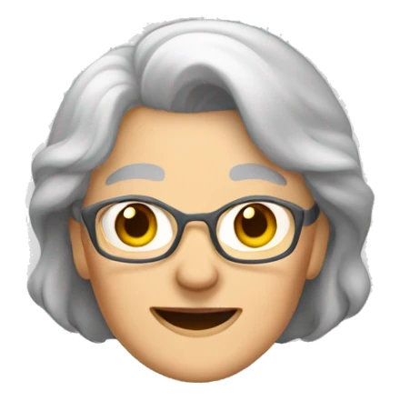 older woman grandma gray middle long hair happy face sticker