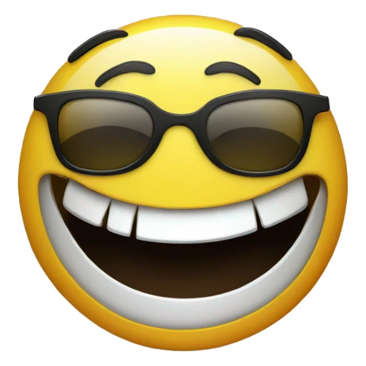 Yellow smiley face with raybans and big smile make it look like IOS emoji's  sticker