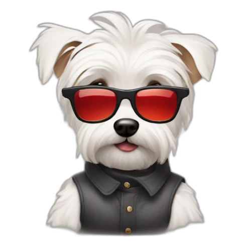 Hombre con gafas rojas y perro westie sticker