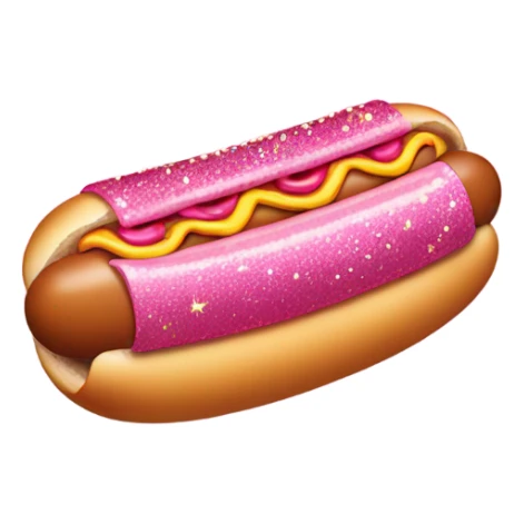 Pink glittery hot dog with pink sticker