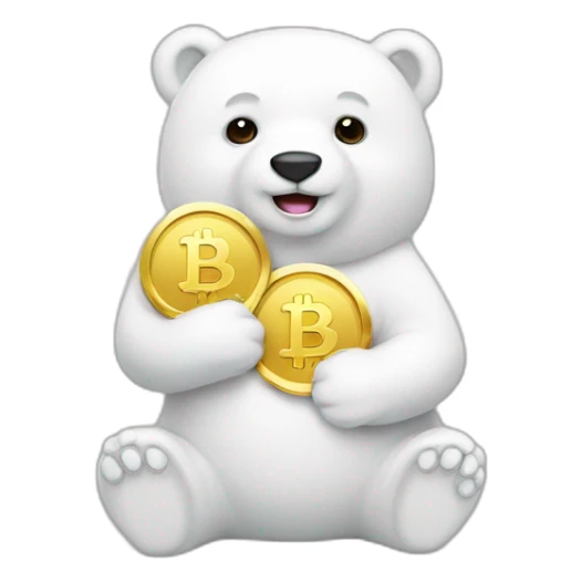 white bear with gold coin in hands sticker