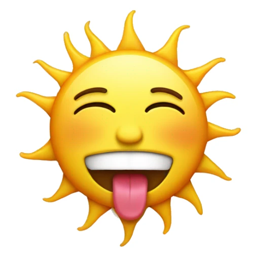 Sun face. sticking out tongue sticker