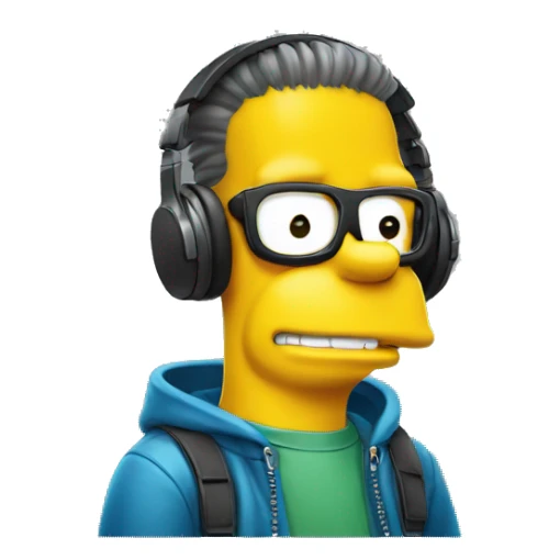 bart simpson is happy, listens to music sticker