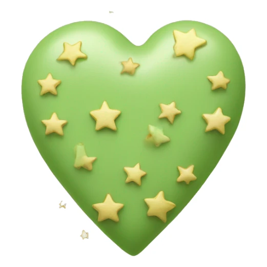 pistachio-colored heart with stars sticker