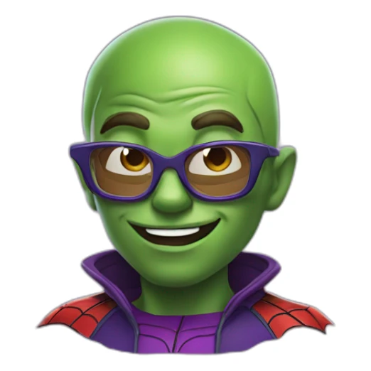 SPiderman dressed up like green goblin and using magic wearing glasses sticker