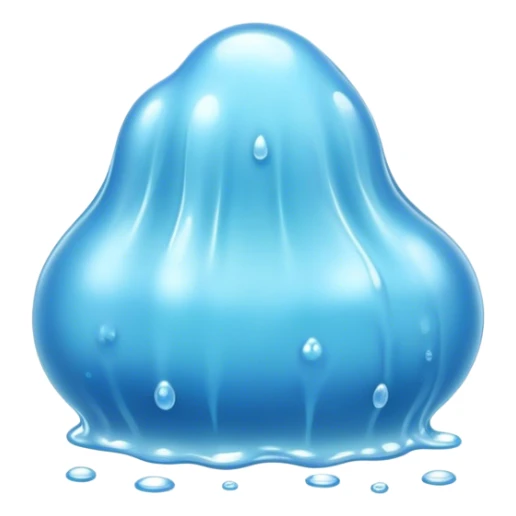 Cinematic Realistic Clear Blue Slime, glossy and translucent with a soft blue hue, light reflecting off its smooth surface, subtle bubbles trapped inside, slightly jiggling with movement, delicate highlights enhancing its wet and squishy texture, glowing with a soft, magical aura. sticker