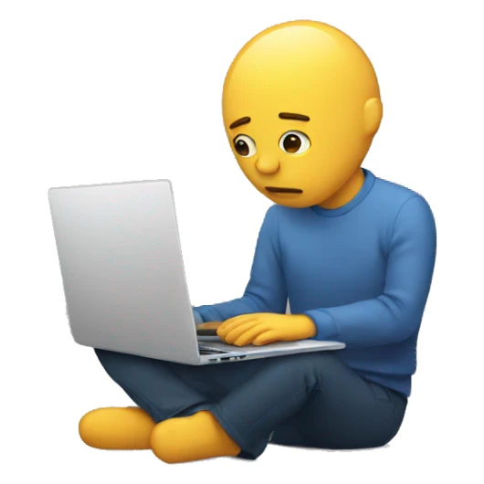 sad person with laptop sticker