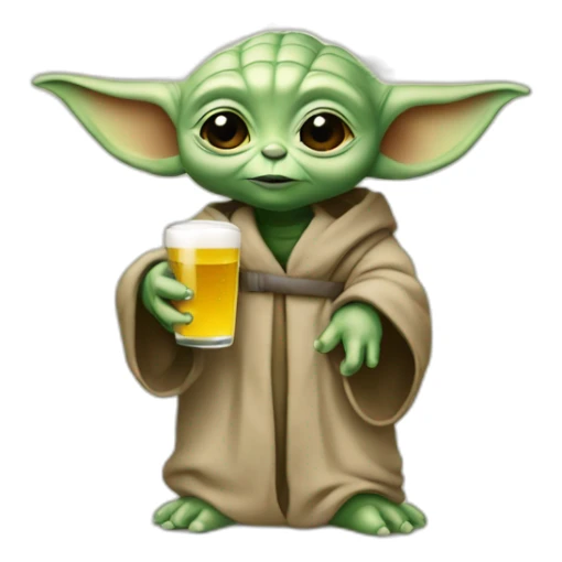 Bébé yoda avec une biére sticker