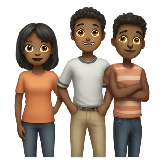 3 boys and 1 girl sticker