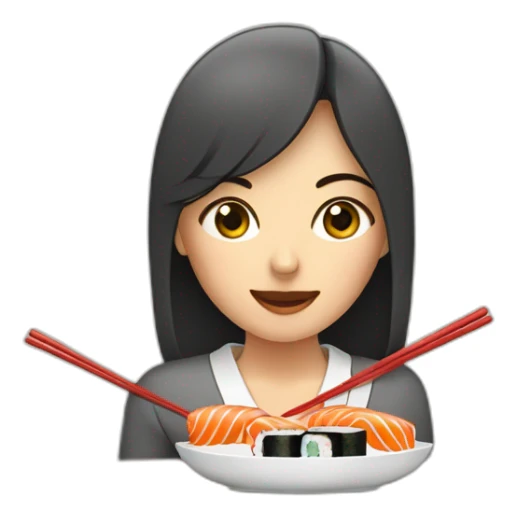 Une femme qui mange des sushi’s sticker