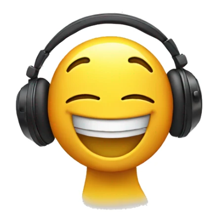 laughing emoji with headphones sticker
