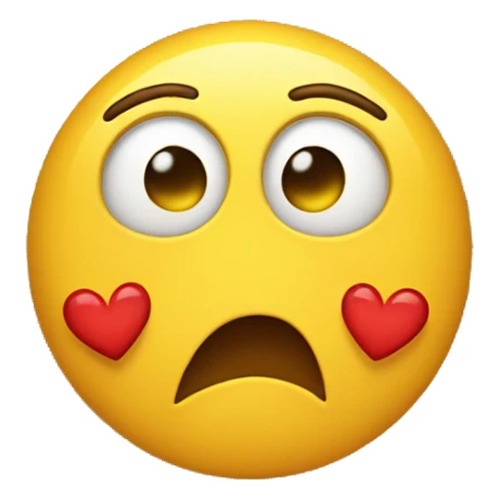 Yelow emoji face with heart eyes lost expression sticker