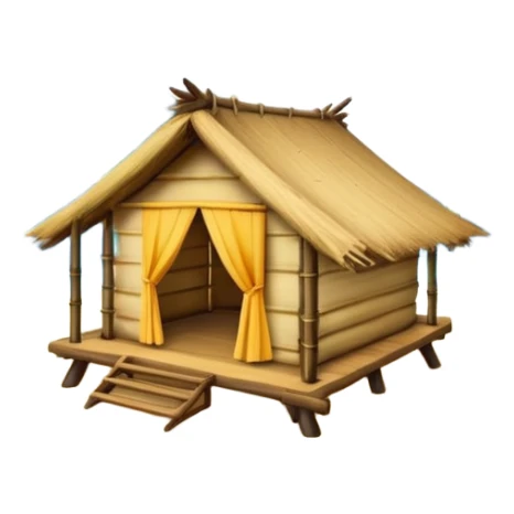 bamboo hut in Volcano Island sticker