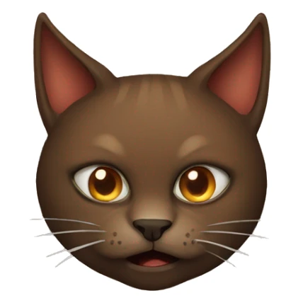 Brown cat with evil horns and firw sticker