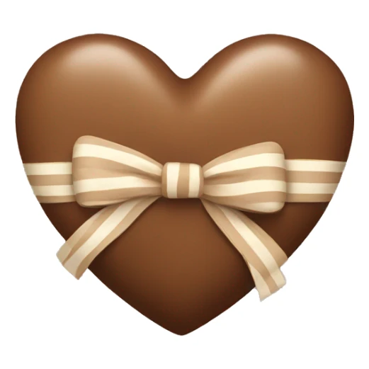 brown pastel heart with a beige striped bow sticker