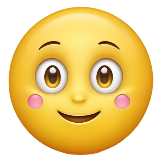 A cute smiling yellow emoji with big sparkling eyes, cartoon style, 3D, bright colors, high detail sticker