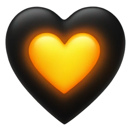 a black, yellow and orange glowing heart sticker