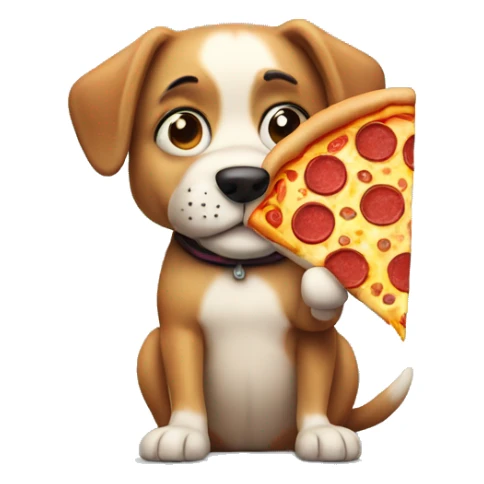 Dog holding a pizza standing sticker