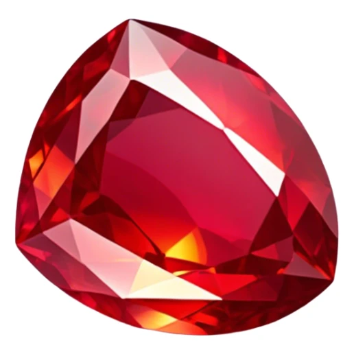 Cinematic Realistic Ruby Emoji, Deep and rich, with a smooth, polished surface gleaming in brilliant red, the facets catching light and casting fiery reflections. The rich color seems to glow with an inner warmth, while a soft, subtle shimmer highlights the edges. Soft glowing outline, capturing the essence of passionate beauty and timeless elegance in a precious ruby. sticker