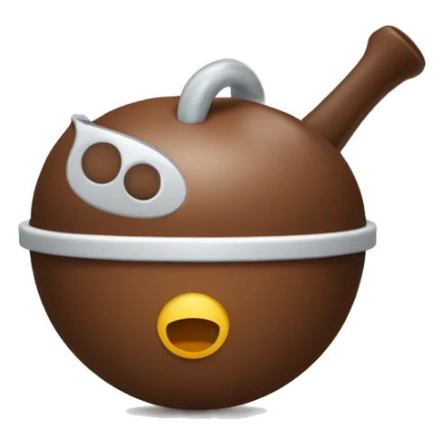 un tazon redondo y pequeño de colo marron que tenga una bombilla sticker