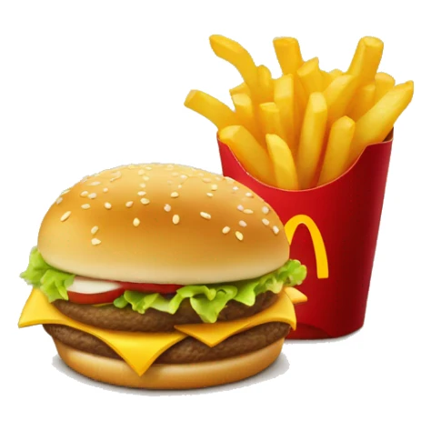 McDonald's Menu With Fries and beverage and cheeseburger sticker