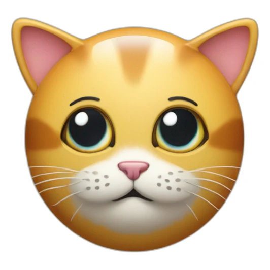 3d sphere with a cartoon cat skin texture with big confident eyes sticker