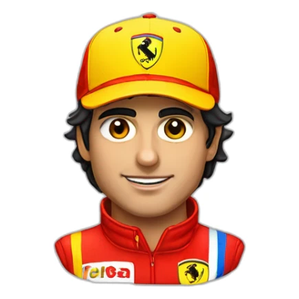 Carlos Sainz Jr with a Ferrari cap red and yellow stripes sticker
