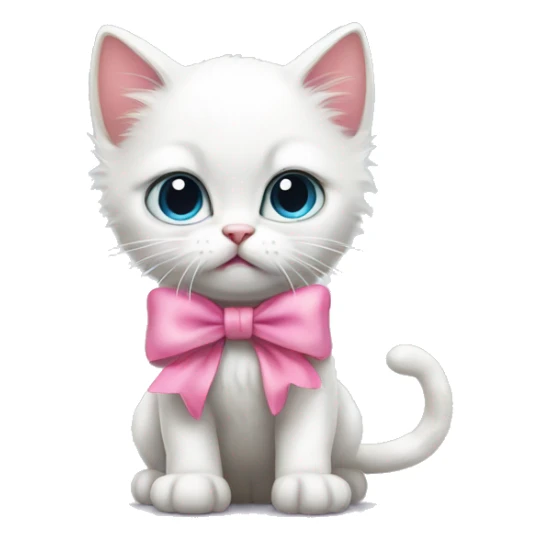 cute white kitten with pink bow is angry sticker