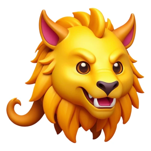 Clash of Clans aesthetic: Cinematic Playful Beast Emoji, rendered in a 3D vector-style similar to standard emojis with minimal shading and bold, simplified shapes. A compact, isometric mythical creature with wild, majestic features and fierce yet endearing eyes, softly glowing with a primal enchanted charm. Simplified yet unmistakably iconic, highly detailed and consistent, glowing with a soft radiant shine and high polish. Stylized with a touch of mythical wildness and a soft glowing outline, capturing the essence of a legendary beast with a friendly, playful allure! sticker