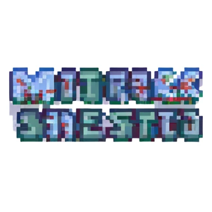 the words 'MARK SINIESTRO' in pixel art, chunky letters, shadow effect, 16-bit era style sticker