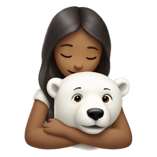 Girl hugging polar bear toy sticker