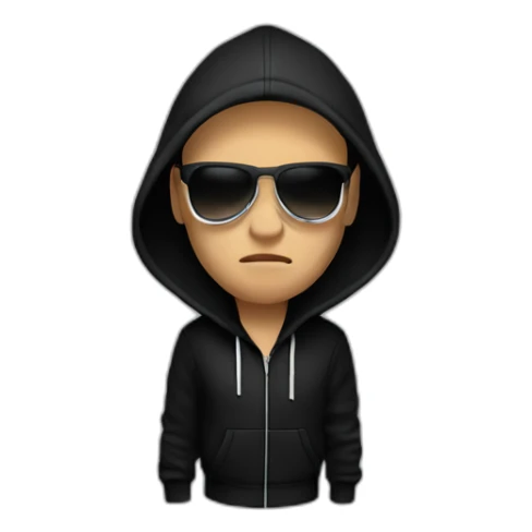 DJ Snake serious attitude front view wearing a BLACK hoodie showing a punch hand sticker