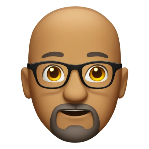 A Bald man with a beard, goatee, and glasses throwmh flames. sticker