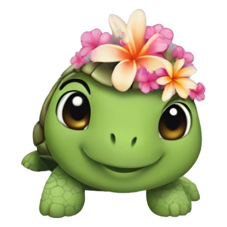 Turtle with aloha flower on the side of its head sticker