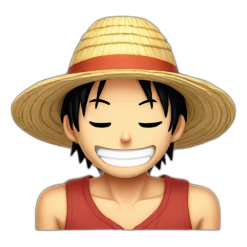 Luffy with his straw hat smiling with closed eyes sticker