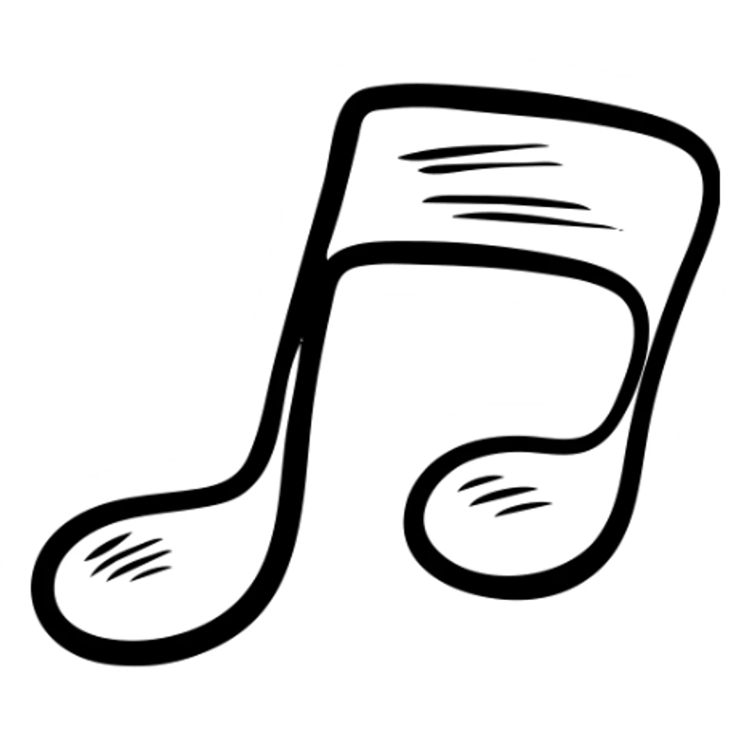 music icon, hand-drawn black outlined style sticker