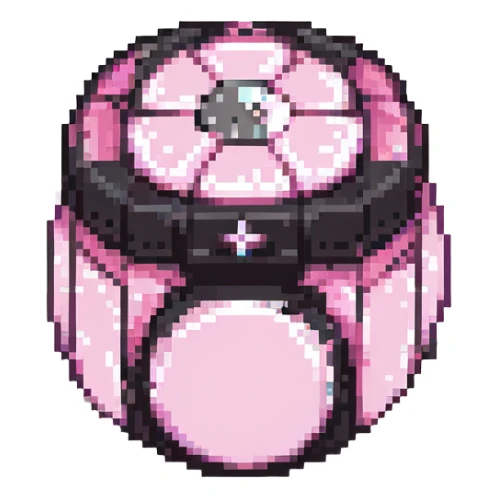 BLACKPINK-inspired gothic object, retro and cute, black and pink palette, pixel art style sticker