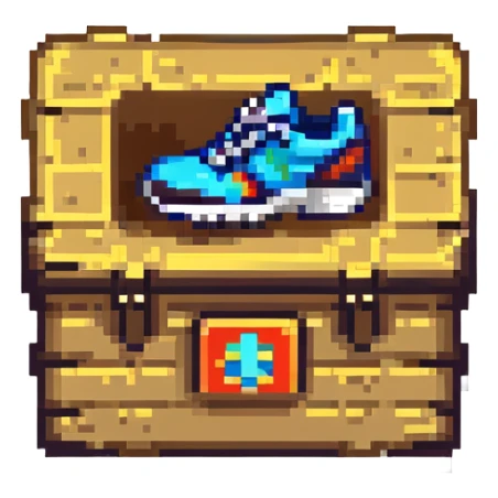 dark 2d power up crate with a running shoe symbol for speed boost sticker