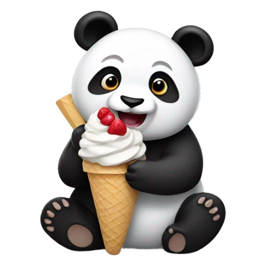 Panda eating ice cream sticker