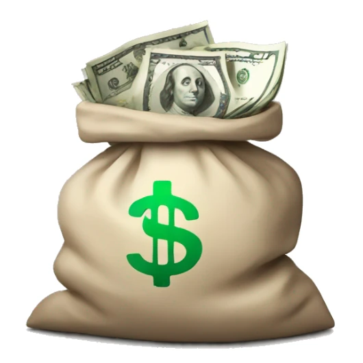 Bag of money with dollar symbols on it sticker