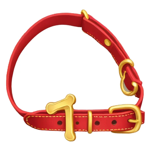 Red dog collar with a golden tag bone sticker