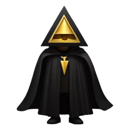 illuminati shadow figure standing in black cloak with gold pyramid on chest sticker