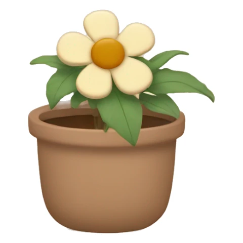 there is a pot in pastel brown colors and a flower in it sticker