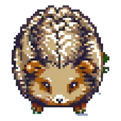 pixel art hedgehog, walking, chiptune game vibe sticker