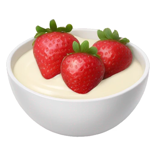 Yogurt in a pink bowl with sliced strawberries  sticker