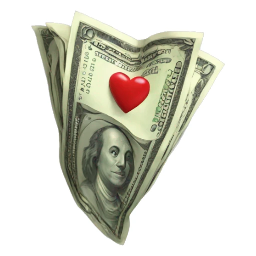 A wad of money in hearts sticker