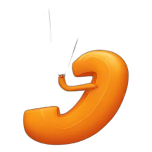 a large orange letter Q to which the parachute is attached sticker