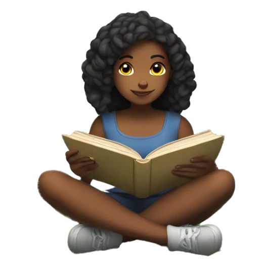 girl reading a book in the forest sticker